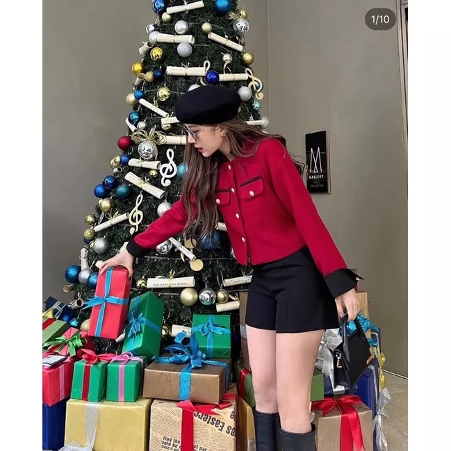 [Ảnh thật] Áo khoác dạ khuy cổ tàu sang trọng siêu xinh hot trend