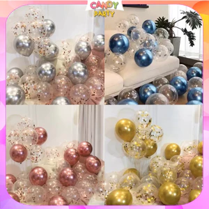 Set 10 Bóng Siêu Nhũ Mix Bóng Trong Kim Tuyến Nhiều Màu - Trang Trí Sinh Nhật, Đám Cưới, Tiệc Tùng BB6