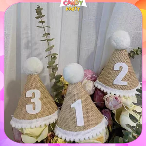Mũ sinh nhật hàn quốc - mũ cói sinh nhật hàn quốc vintage dễ thương như ảnh Handmade siêu cute