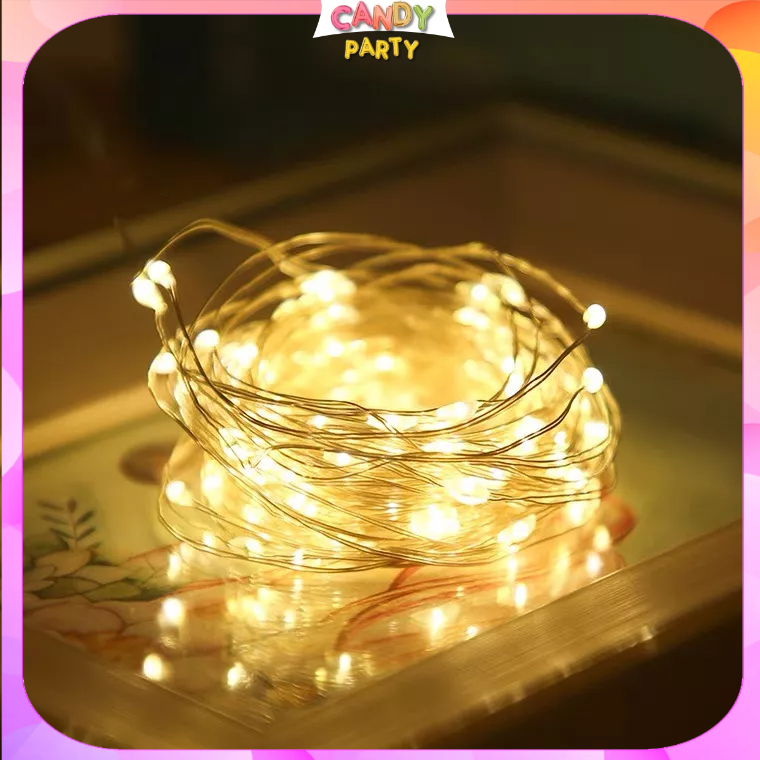 Dây Đèn Led Fairy Đom Đóm Nhấp Nháy 3 Chế Độ Kèm Sẵn Pin Dùng Trang Trí Sinh Nhật, Decor Phòng Ngủ
