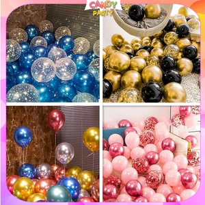 Set 30 bóng bay mix sinh nhật trang trí sinh nhật, đám cưới, tiệc tùng sẵn các màu, pastel, bóng nhũ, bóng chấm sao BB6