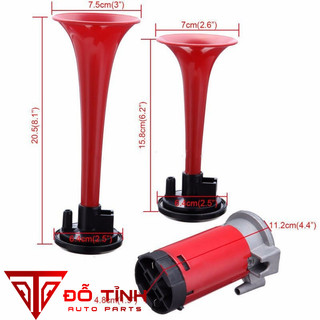 Còi điện sinh hơi cho xe không có bình hơi. Còi 2 loa đỏ