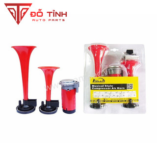 còi hơi, kèn hơi cho mọi loại xe. từ xe máy, xe đạp điện, xe oto, xe tải  xe tự chế...2 loa đỏ.