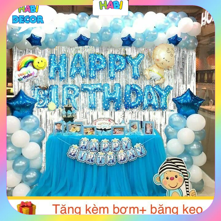 Set Trang Trí Sinh Nhật 2 Rèm Kim Tuyến, Bóng Chữ Happy Birthday ...