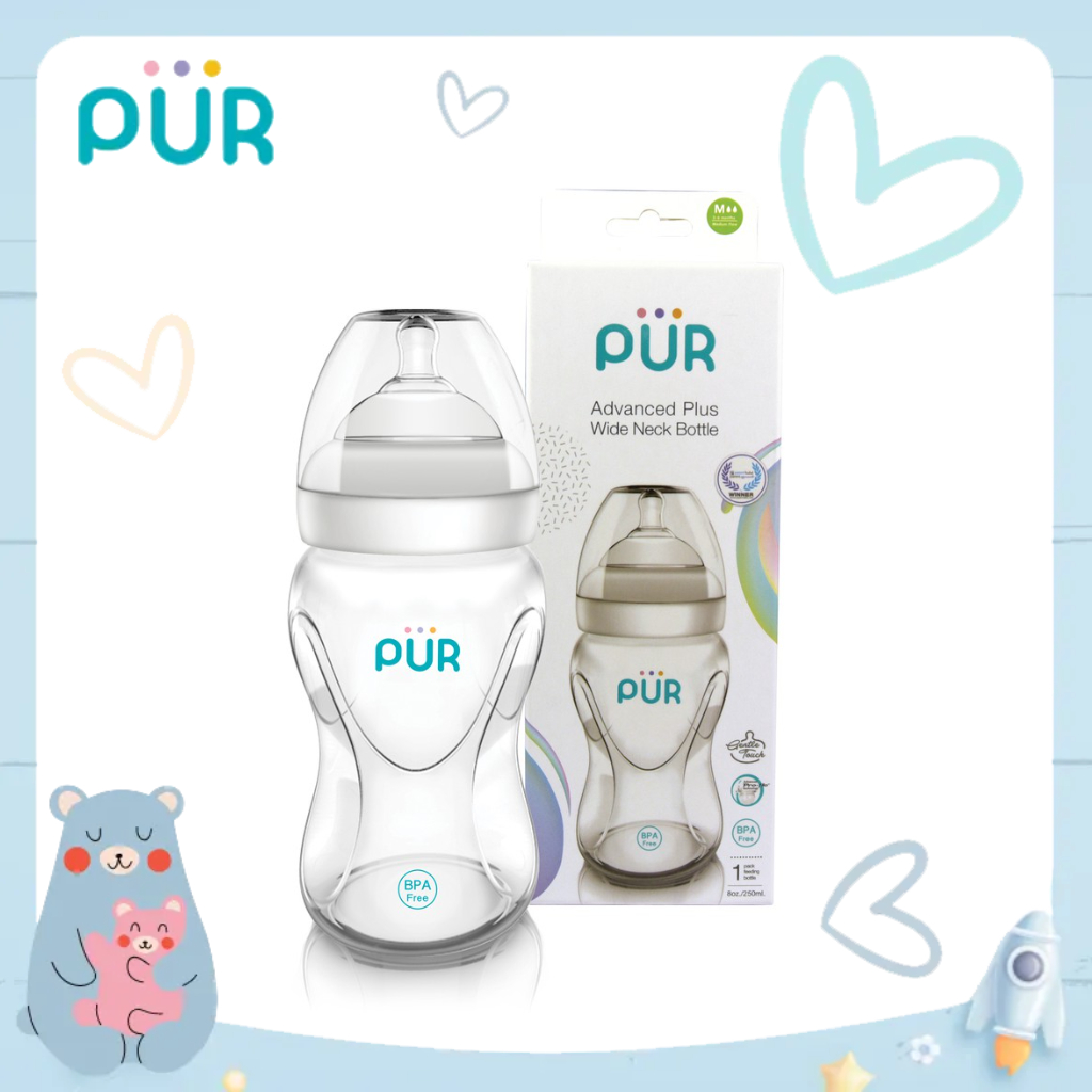 Ảnh Bình sữa cổ rộng Pur Advanced Plus 250ml, có sẵn 1 núm size M (3-6th) trong bình 3