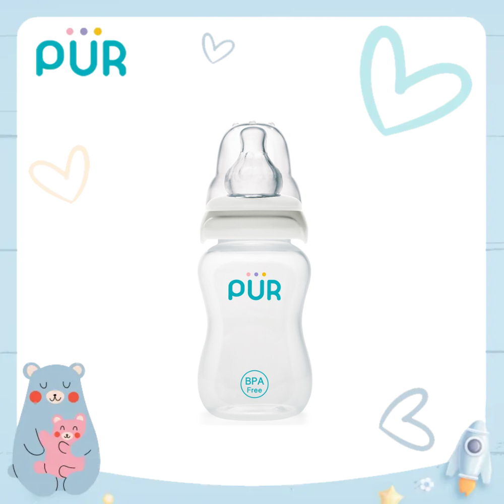 Ảnh Bình sữa cổ thường Pur - Comfort Feeder 120ml  (Anti-Colic Feeding bottle), có sẵn 1 núm size M trong bình 1