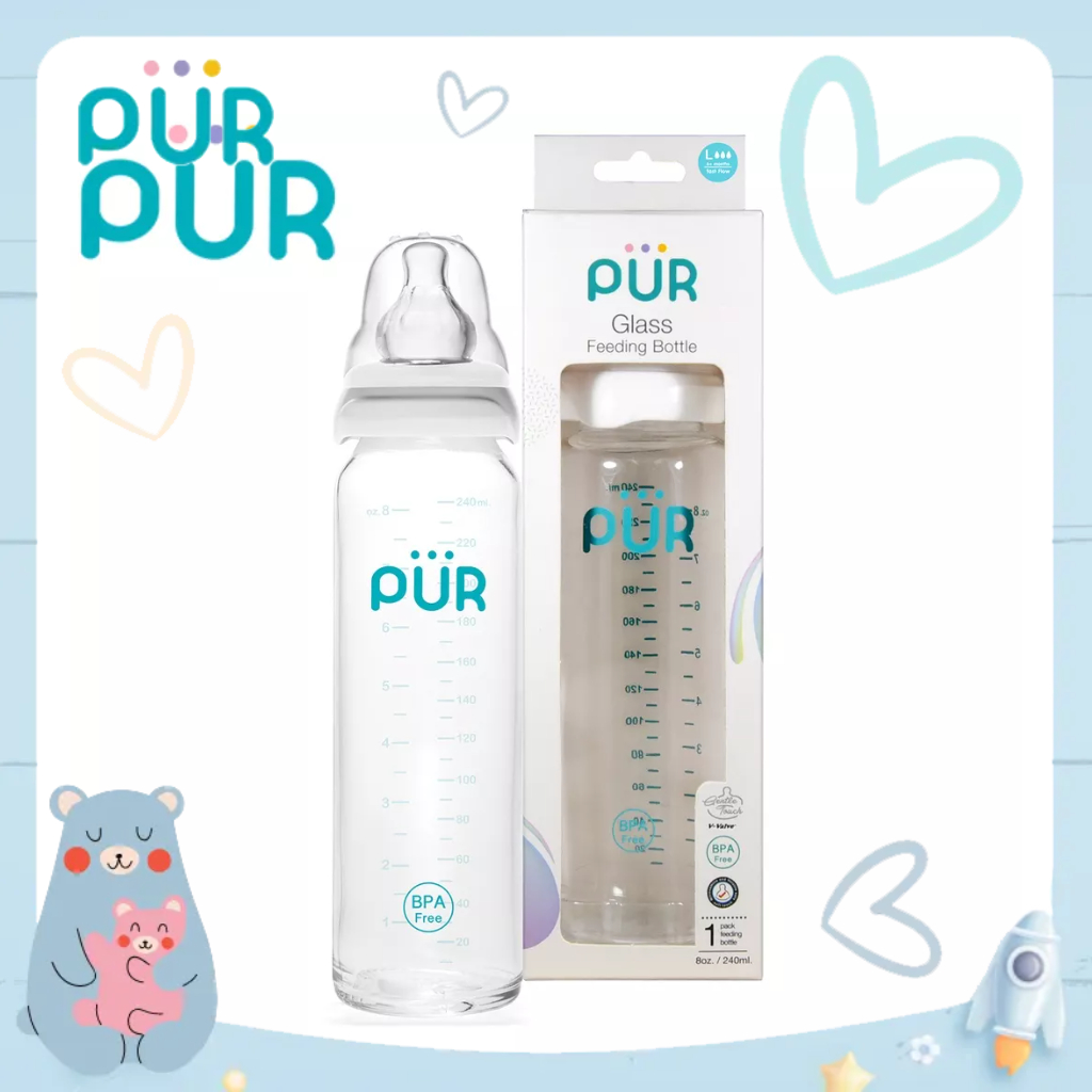 Ảnh Bình sữa thủy tinh PUR 240ml, có sẵn 1 núm Comfort size L trong bình 1