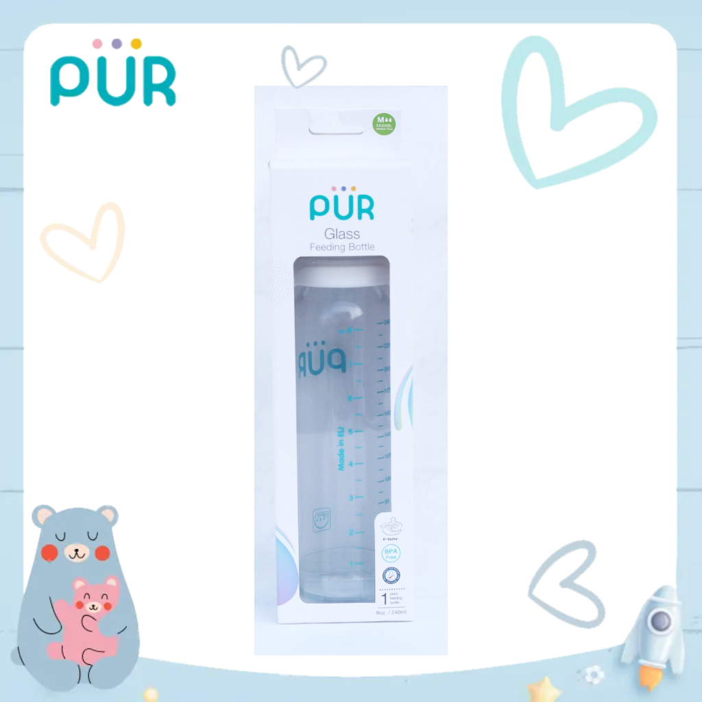 Ảnh Bình sữa thủy tinh PUR 240ml, có sẵn 1 núm Comfort size L trong bình 2
