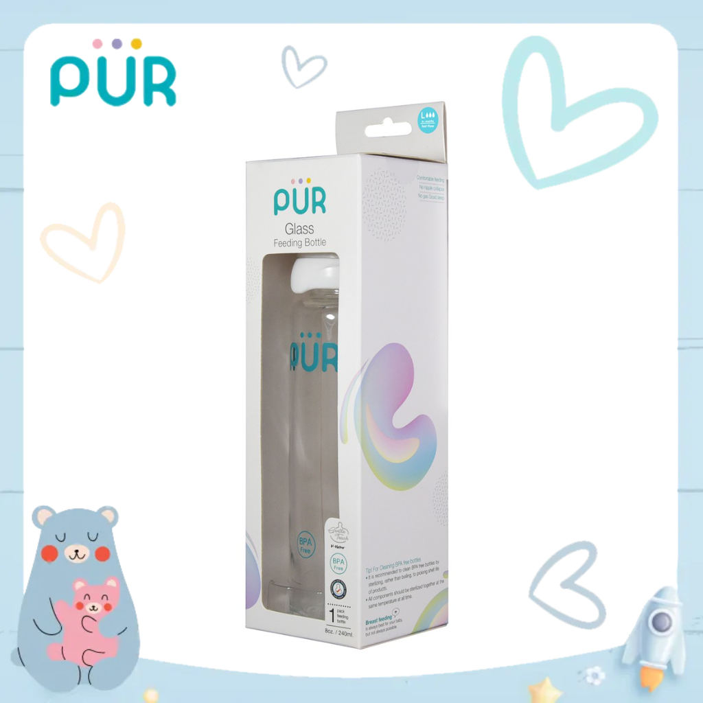 Ảnh Bình sữa thủy tinh PUR 240ml, có sẵn 1 núm Comfort size L trong bình 4