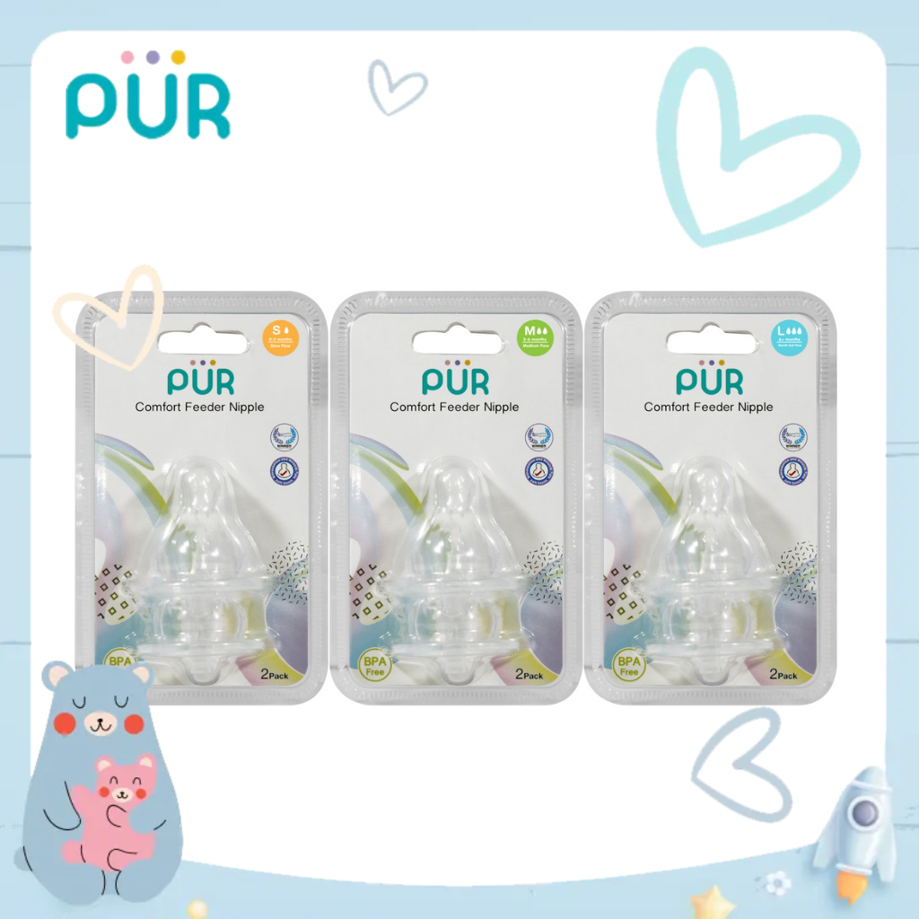 Ảnh Vỉ 2 núm ti cho bình cổ thường Pur Comfort Feeder (Anti-Colic Feeding bottle) 3
