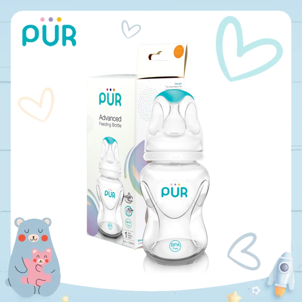 Ảnh Bình sữa cổ thường Pur Advanced 125ml, 3 MÀU, có 1 sẵn núm S (0-3th) trong bình 3