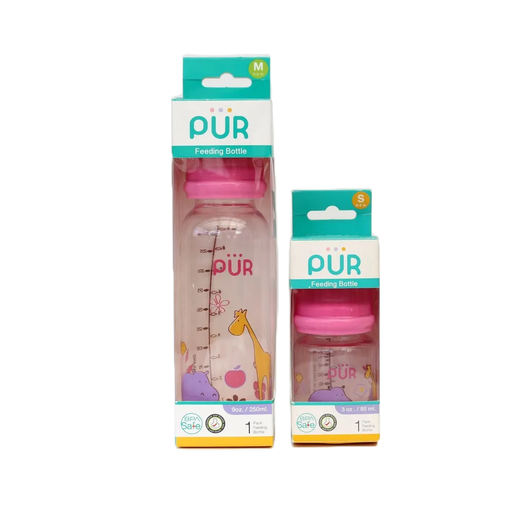 Ảnh Bình sữa cổ thường thân thon Feeding 250ml, có sẵn 1 núm size M trong bình 1
