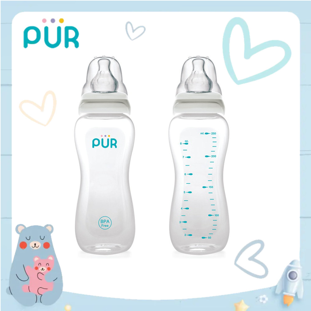 Ảnh Bình sữa cổ thường Pur - Comfort Feeder  (Anti-colic Feeding bottle) 250ml (có sẵn 1 núm L=F cho bé trên 6th trong bình) 1