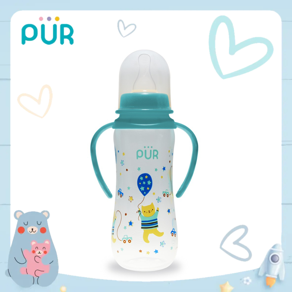 Ảnh Bình sữa PP cổ thường có quai Pur 250ml, có sẵn 1 núm size L trong bình 1