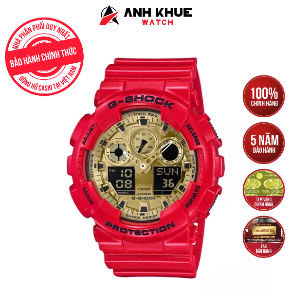 カシオGショツク GAー100VLA Đồng hồ nam Casio G shock GA-100VLA-4A Đồng