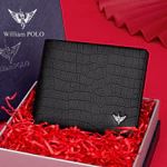 Ví Nam Da Bò Thật 100% Cao Cấp Hàng Hiệu WilliamPOLO, Bóp Nam Cao Cấp có ngăn khoá WV395 Hộp Gỗ Làm Quà Tặng — ảnh 2