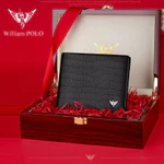 Ví Nam Da Bò Thật 100% Cao Cấp Hàng Hiệu WilliamPOLO, Bóp Nam Cao Cấp có ngăn khoá WV395 Hộp Gỗ Làm Quà Tặng — ảnh 4