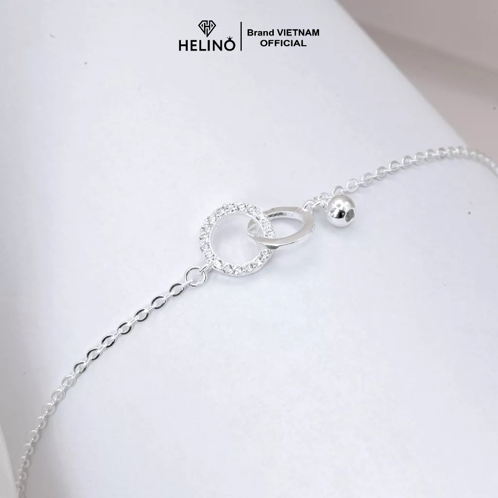 Ảnh Lắc tay bạc nữ HELINO 2 vòng tròn đính đá, trang sức phụ kiện circle lấp lánh V04 1