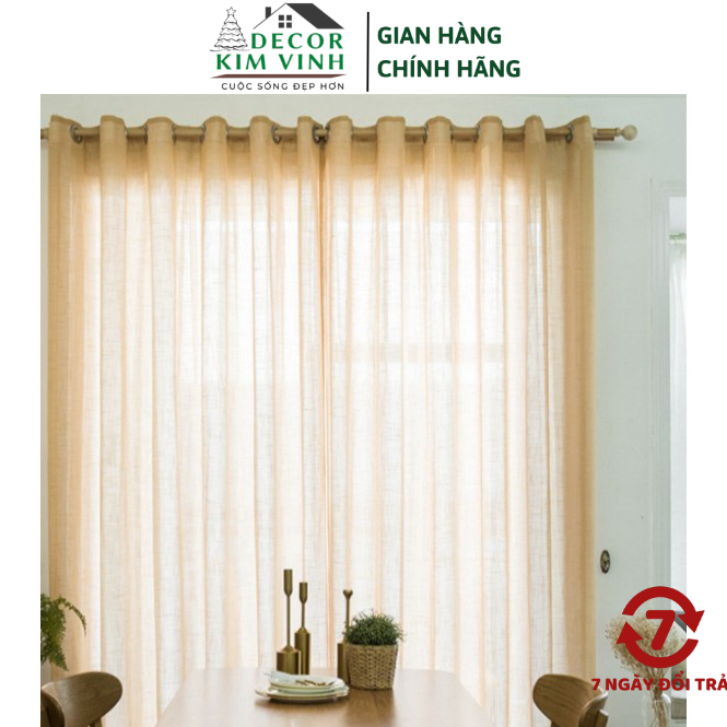 Rèm Voan Xô Khoen Lỗ, Khoen Ri Đô, Rèm Dán Vàng Nâu Decor Kim Vinh ...
