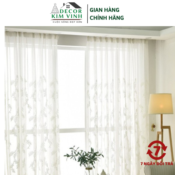 Rèm Voan Khoen Lỗ, Khoen Ri Đô, Rèm Dán Thêu Nhành Cây Decor Kim Vinh ...