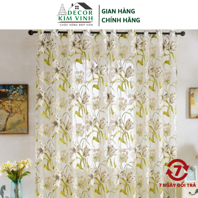 Rèm Voan Khoen Lỗ, Khoen Ri Đô, Rèm Dán Hoa Cỏ Xanh Decor Kim Vinh ...