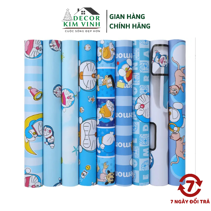 Decal Giấy Dán Tường Decor Kim Vinh Mẫu Doremon Keo Sẵn Cuộn 10m Khổ ...