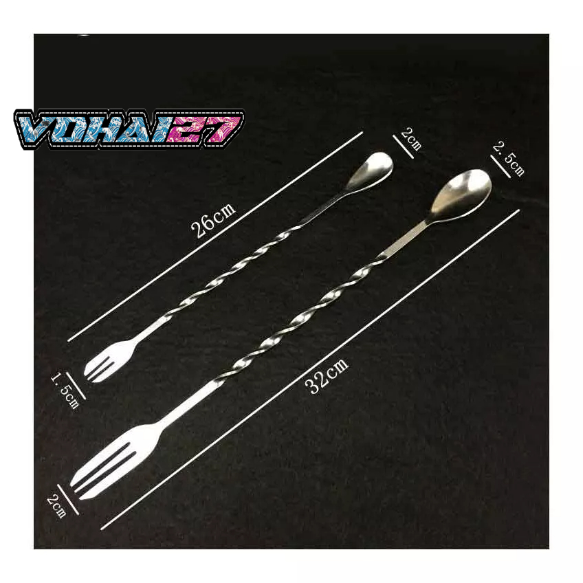 Muỗng/Thìa pha chế bar xoắn 2 đầu 26cm/32cm