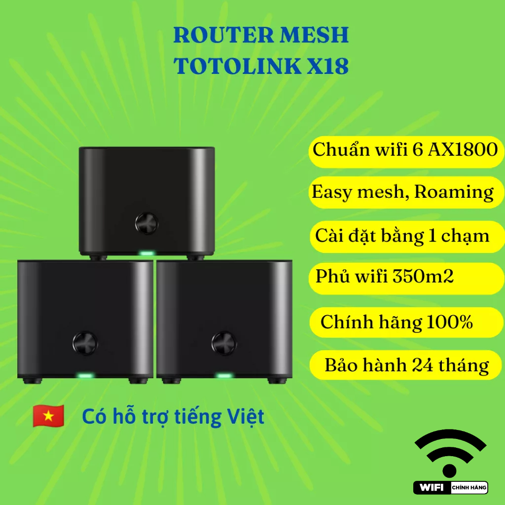 Mesh Wifi 6 Chuẩn Ax Tốc Độ 1800Mbps Totolink X18 Router Wifi Chính Hãng  Bảo Hành 24 Tháng | Shopee Việt Nam