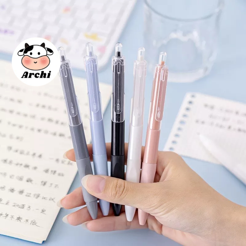 Bút Gel Bút Mực Gel Ngòi 0.5 mm Màu Đen Thu Gọn Phong Cách Hàn Quốc