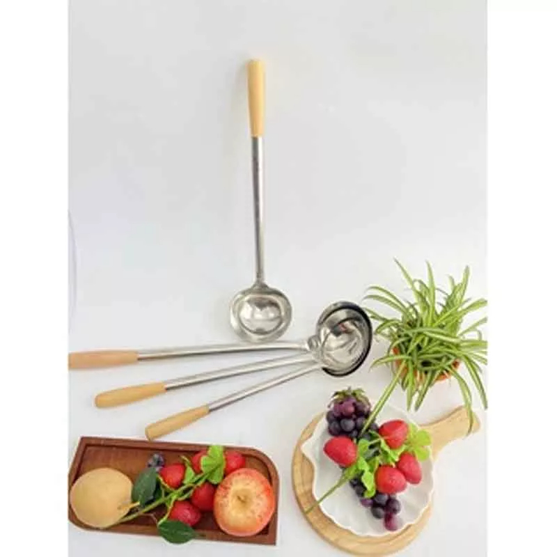 Vá thợ xào inox cao cấp - muôi xào inox cán gỗ
