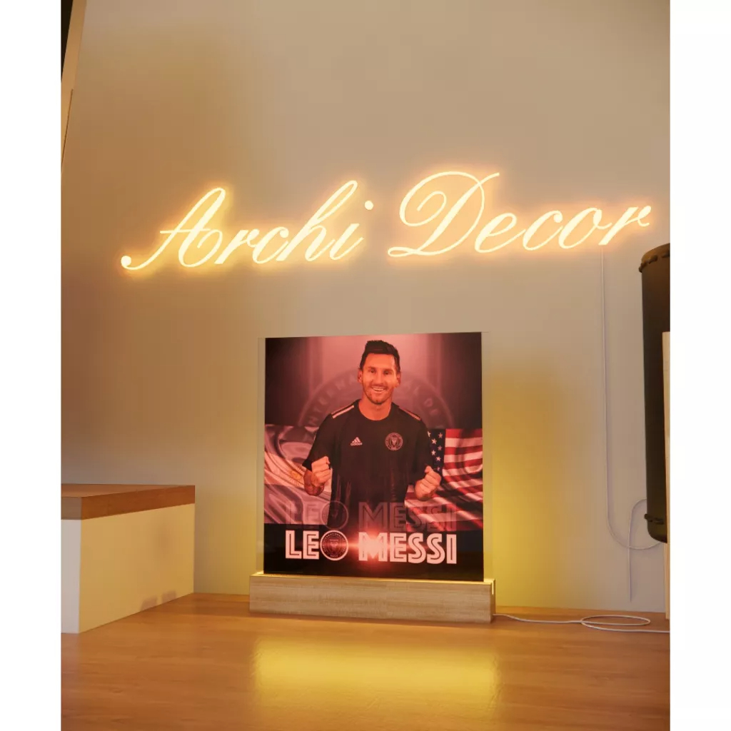 Đèn Ngủ In Hình Lionel Messi. Kích Thước 20*20 7 Màu, 6 Chế Độ Nháy, Điều Chỉnh Sáng Tối Tùy Thích