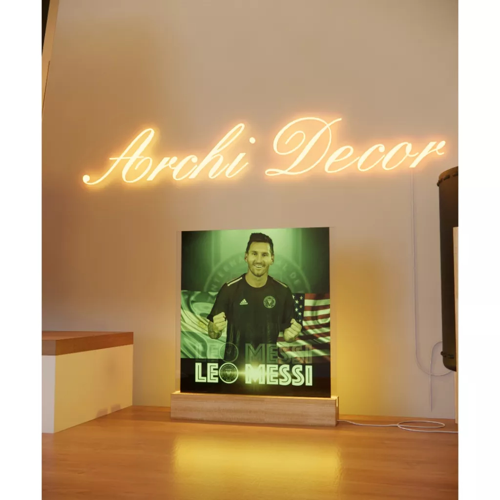Đèn Ngủ In Hình Lionel Messi. Kích Thước 20*20 7 Màu, 6 Chế Độ Nháy, Điều Chỉnh Sáng Tối Tùy Thích