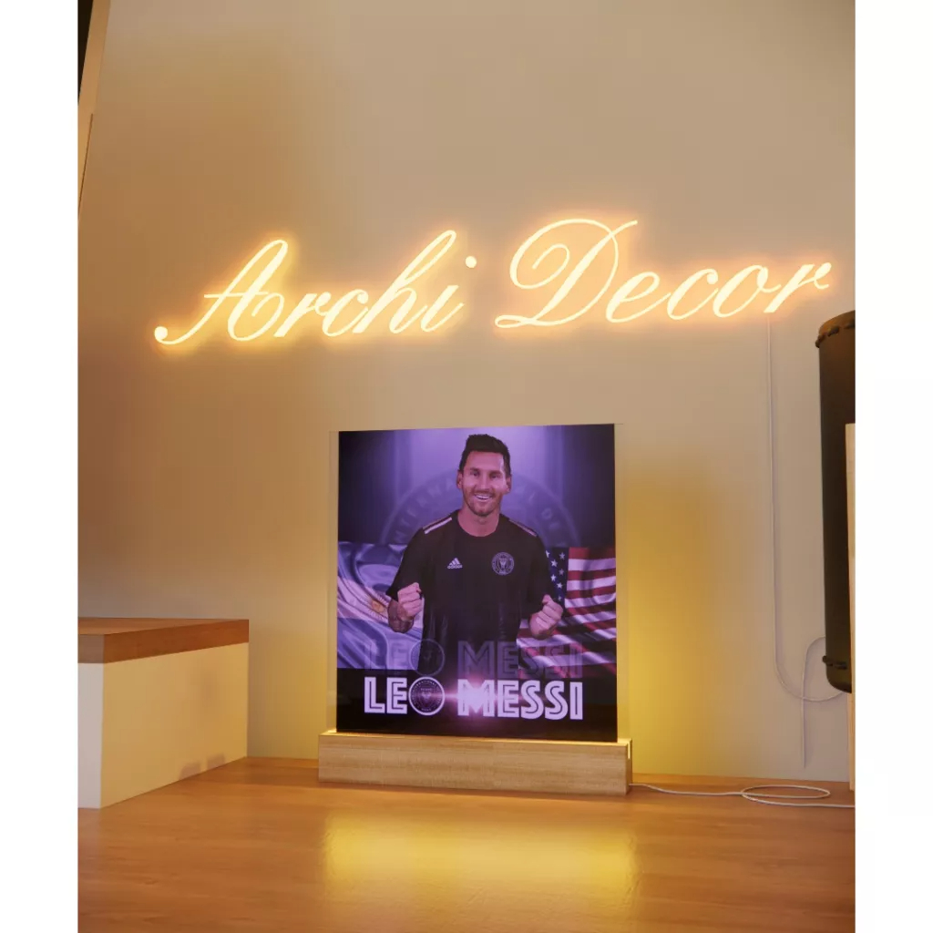 Đèn Ngủ In Hình Lionel Messi. Kích Thước 20*20 7 Màu, 6 Chế Độ Nháy, Điều Chỉnh Sáng Tối Tùy Thích