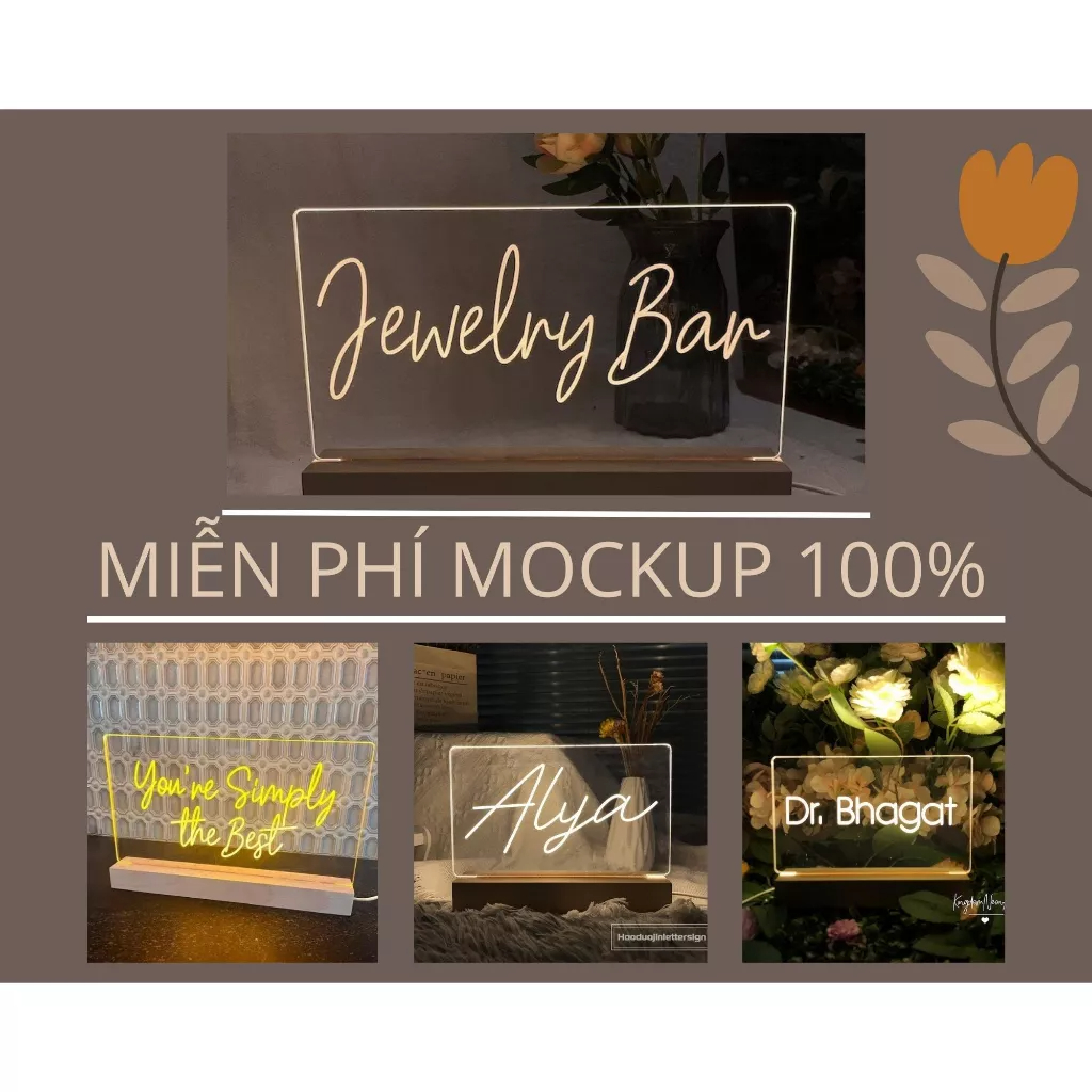 Đèn Ngủ | Đèn Mica Decor Khắc Chữ, Khắc Logo Theo Yêu Cầu