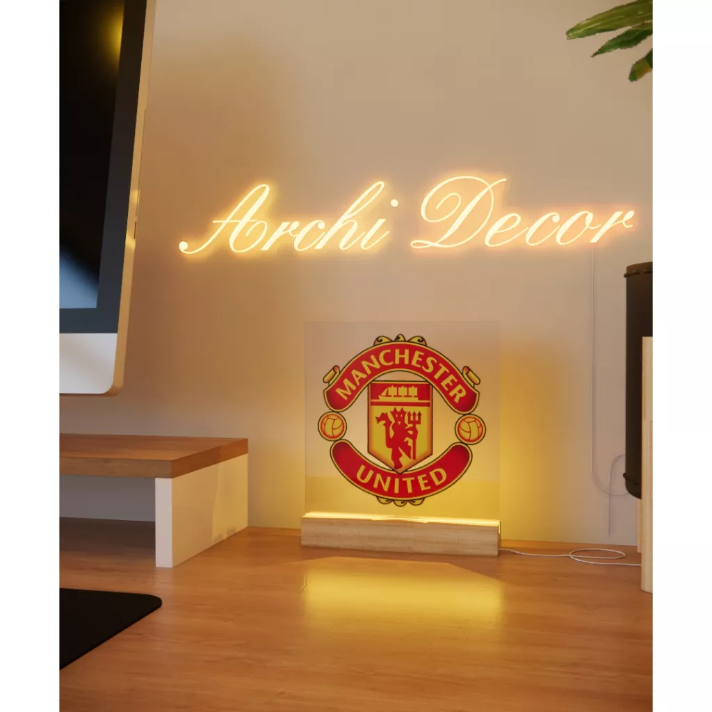 Đèn Ngủ Decor In Logo Manchester United. Kích Thước 20*20 8 Màu, 6 Chế Độ Nháy, Điều Chỉnh Sáng Tối Tùy Thích