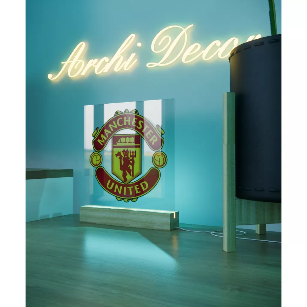 Đèn Ngủ Decor In Logo Manchester United. Kích Thước 20*20 8 Màu, 6 Chế Độ Nháy, Điều Chỉnh Sáng Tối Tùy Thích
