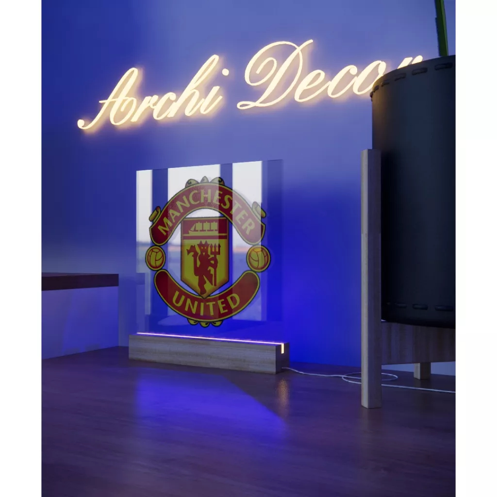 Đèn Ngủ Decor In Logo Manchester United. Kích Thước 20*20 8 Màu, 6 Chế Độ Nháy, Điều Chỉnh Sáng Tối Tùy Thích