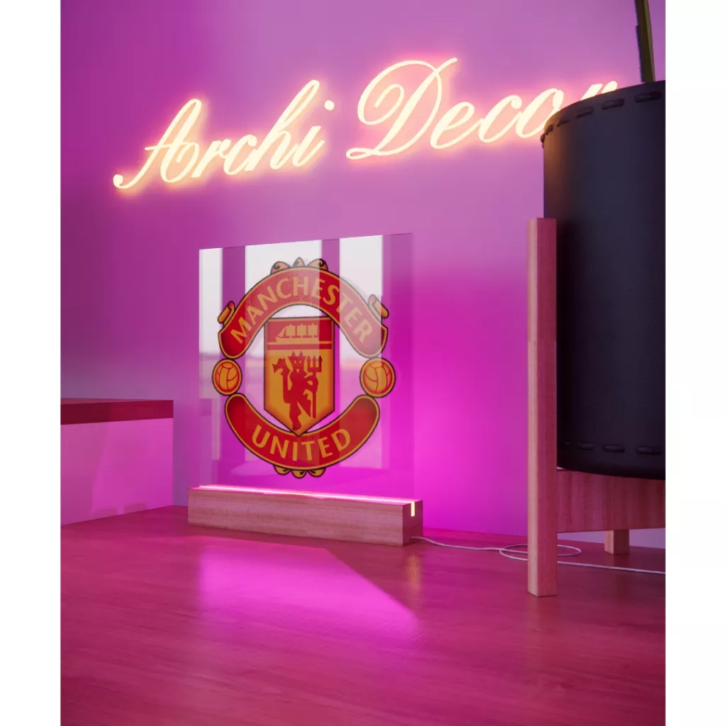 Đèn Ngủ Decor In Logo Manchester United. Kích Thước 20*20 8 Màu, 6 Chế Độ Nháy, Điều Chỉnh Sáng Tối Tùy Thích