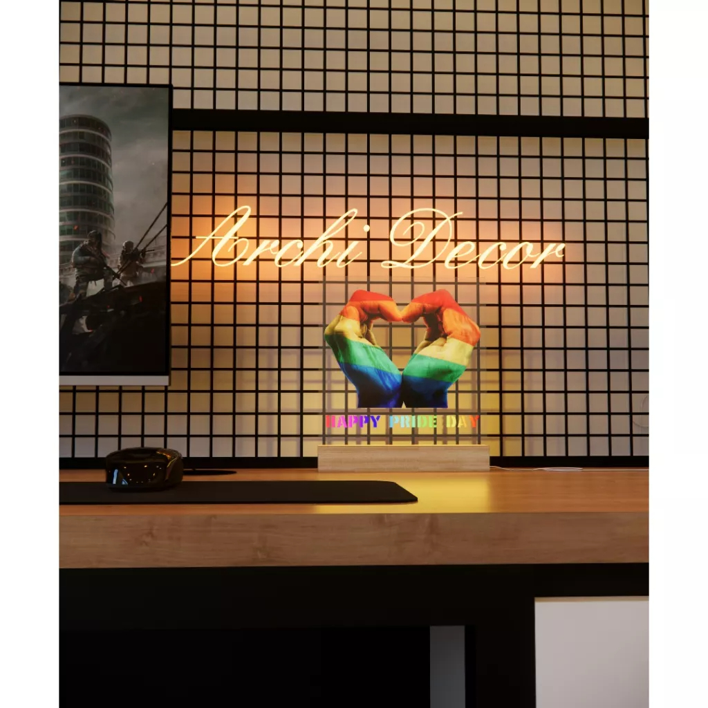 Đèn Ngủ Decor mẫu LGBT. Kích Thước 20*20 8 Màu, 6 Chế Độ Nháy, Điều Chỉnh Sáng Tối Tùy Thích