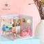 Đồ chơi Mô hình DIY Phòng búp bê, Nhà búp bê bằng gỗ tự lắp ghép (có mica che bụi) Ngôi Nhà Mơ Ước