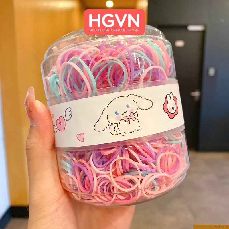 Hộp 600 Chun 2 Size Thiêt Kế Hộp 2 Ngăn Sáng Tạo Cho Bé-  Dây nịt buộc tóc không đau, dây thun buộc tóc nhiều màu cho bé