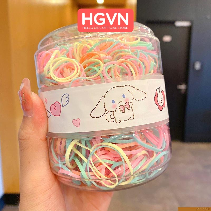 Hộp 600 Chun 2 Size Thiêt Kế Hộp 2 Ngăn Sáng Tạo Cho Bé-  Dây nịt buộc tóc không đau, dây thun buộc tóc nhiều màu cho bé