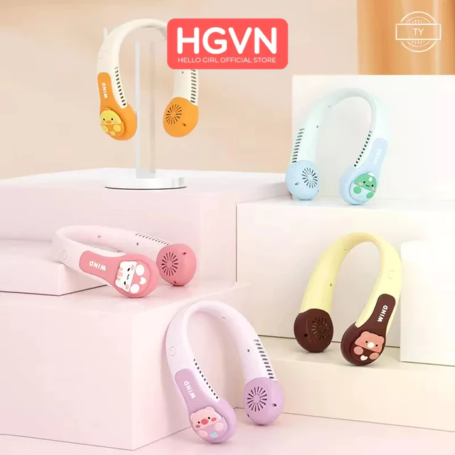 Quạt Đeo Cổ Mini Thông Minh HGVN Không Cánh Tốc Độ Mạnh ,Quạt Treo Cổ Mini Không Cánh 2023 Sạc USb