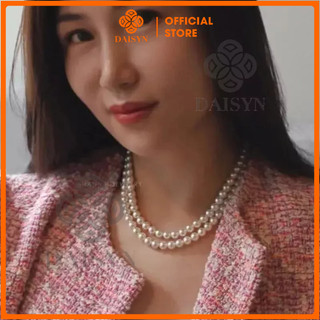 [ DAISYN ] N618  dây chuyền áo dài , dây chuyền áo tấc, dây chuyền váy cưới ngọc trai nhân tạo 2 sợi 8mm ngắn sang trọng