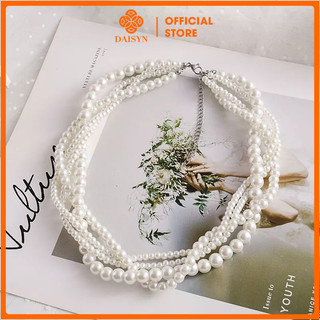 [ DAISYN ] N626 choker dây chuyền áo dài , dây chuyền áo tấc, dây chuyền váy cưới 4 sợi ngọc trai nhân tạo sang trọng