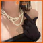 N412 choker vòng cổ hạt Trai, dây chuyền hạt ngọc trai nhân tạo đá dây chuyền mang áo dài 3 sợi đan hạt nhiều