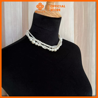 [ DAISYN ] N412 choker vòng cổ hạt Trai, dây chuyền hạt ngọc trai nhân tạo đá dây chuyền mang áo dài 3 sợi đan hạt nhiều