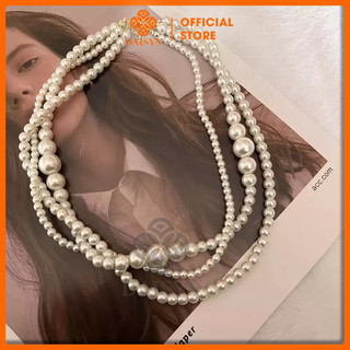 [ DAISYN ] N412 choker vòng cổ hạt Trai, dây chuyền hạt ngọc trai nhân tạo đá dây chuyền mang áo dài 3 sợi đan hạt nhiều