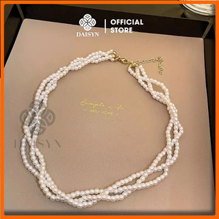 [NgocDaisy] N390 vòng cổ hạt Trai, dây chuyền hạt ngọc nhân tạo đá choker Đan 3 sợi kiểu dáng sang trọng cho nữ