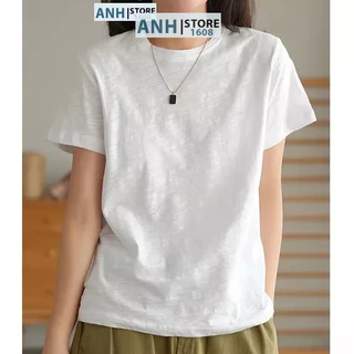 Áo thun nữ vải XƯỢC cotton mềm nhẹ  ANHSTORE, áo phông nữ CỔ TRÒN tay ngắn chất thun xược cotton phong cách Hàn quốc